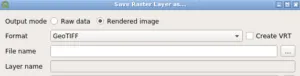 Screenshot of QGIS save dialog