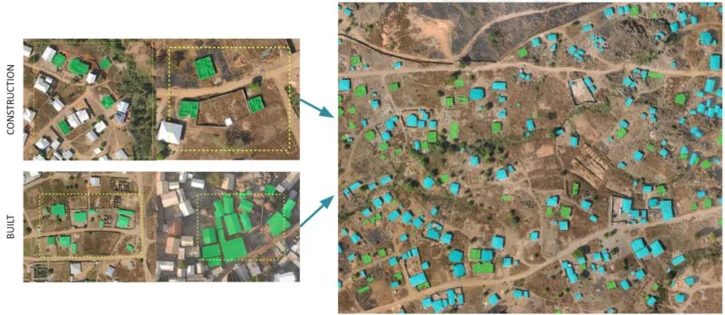 Graphic showing buildings completed and under construction