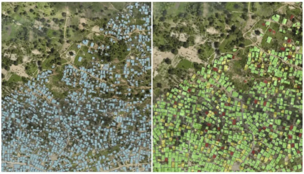 Satellite imagery of buildings under construction in Tanzania