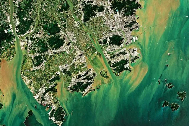 Satellite image of a coastline