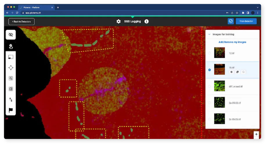 Screenshot of Picterra being used for supply chain monitoring