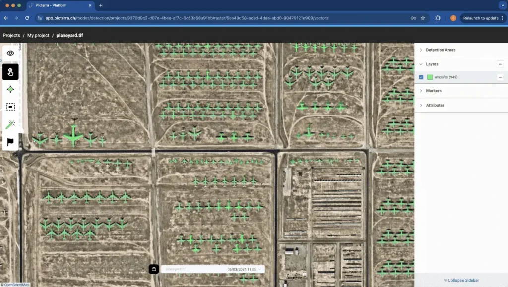 A screenshot of Picterra Forge showing how to automate detection and analysis
